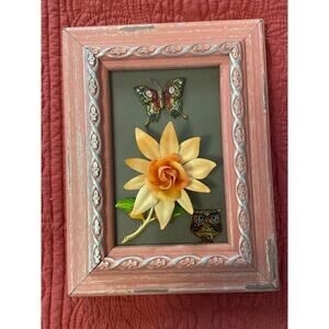 Maker framed art piece created with vintage jewelry